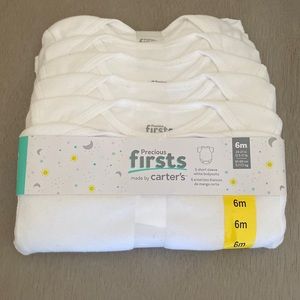 Brand New! 6 white short sleeve onesie